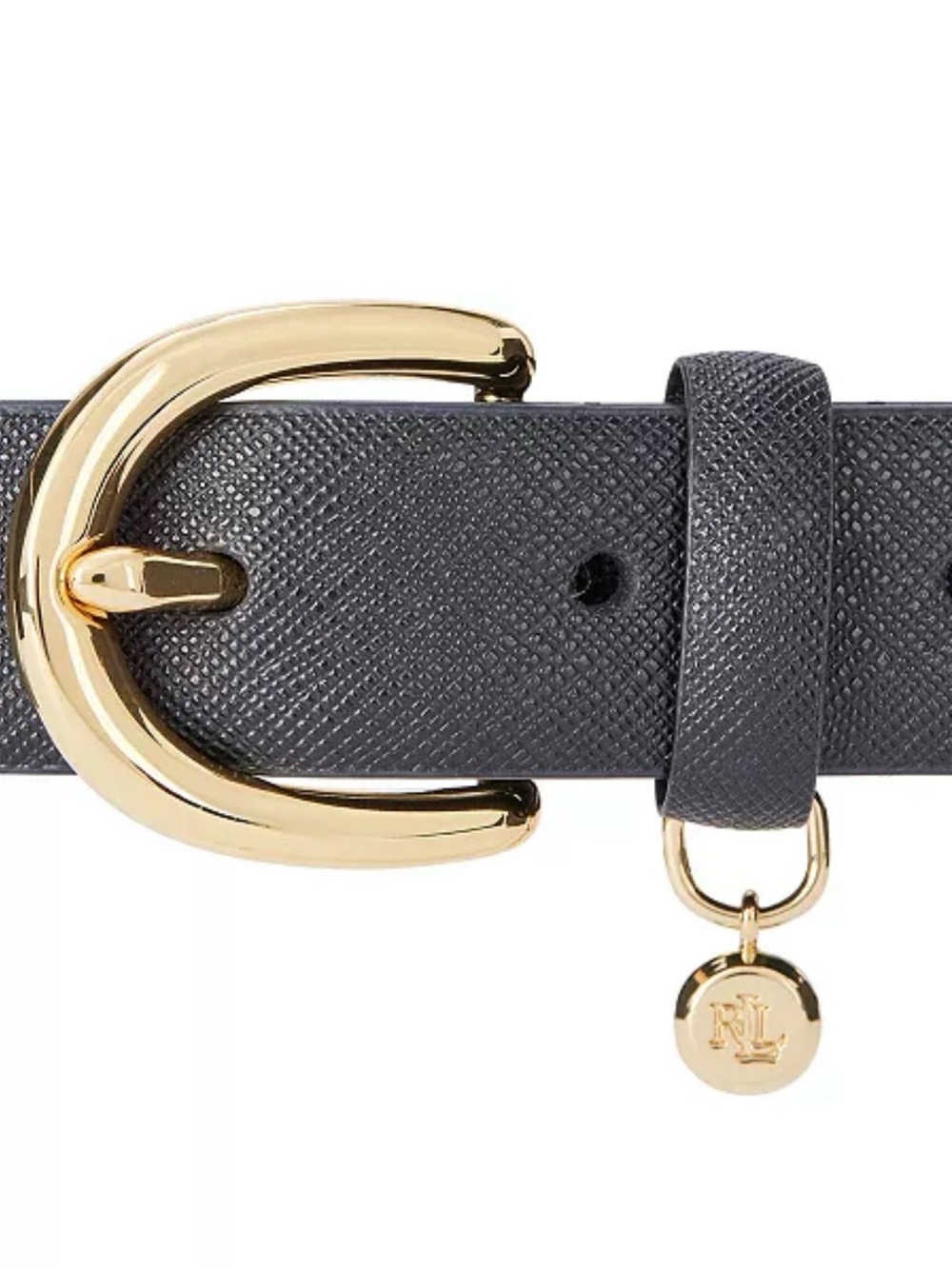 Ralph Lauren Sz Small Women's Charm Crosshatch Leather Belt Lauren Black /Gold